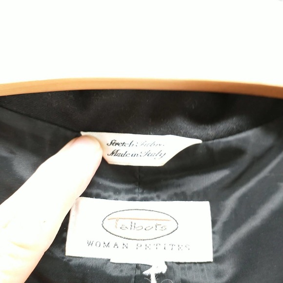Talbots Women's Blazer Jacket Black Actual 52x25.5 Stretch Wool Blend 2-Button - Picture 10 of 14